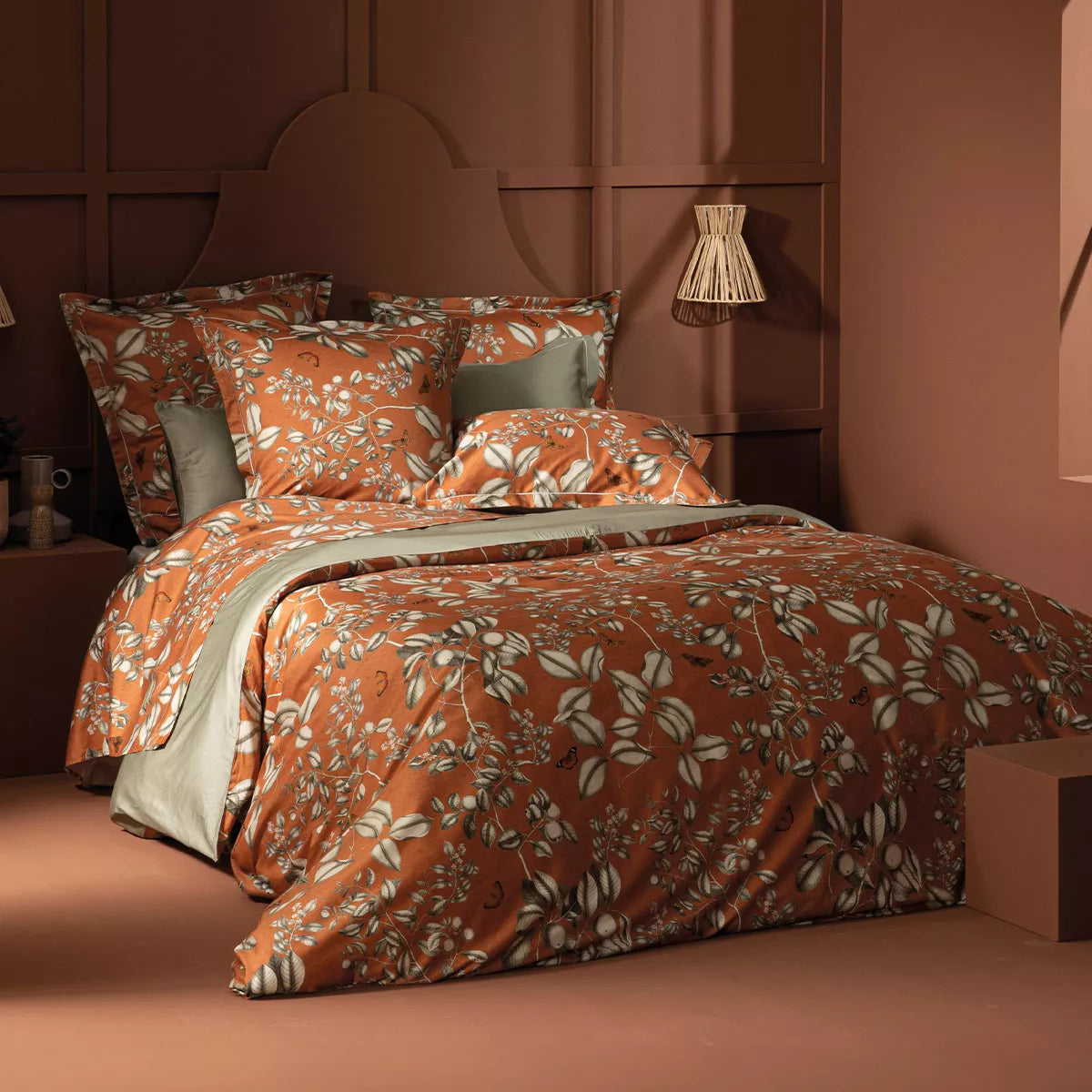 Drap plat Fleurs d'oranger rouille - Garnier-Thiebaut