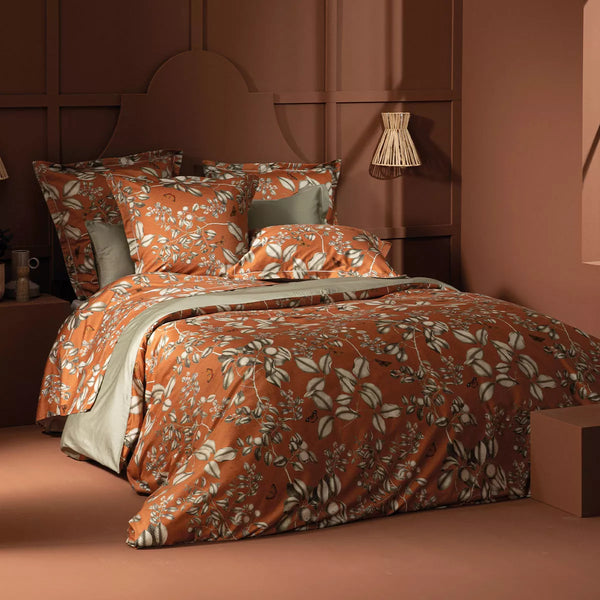 Drap plat Fleurs d'oranger rouille - Garnier-Thiebaut
