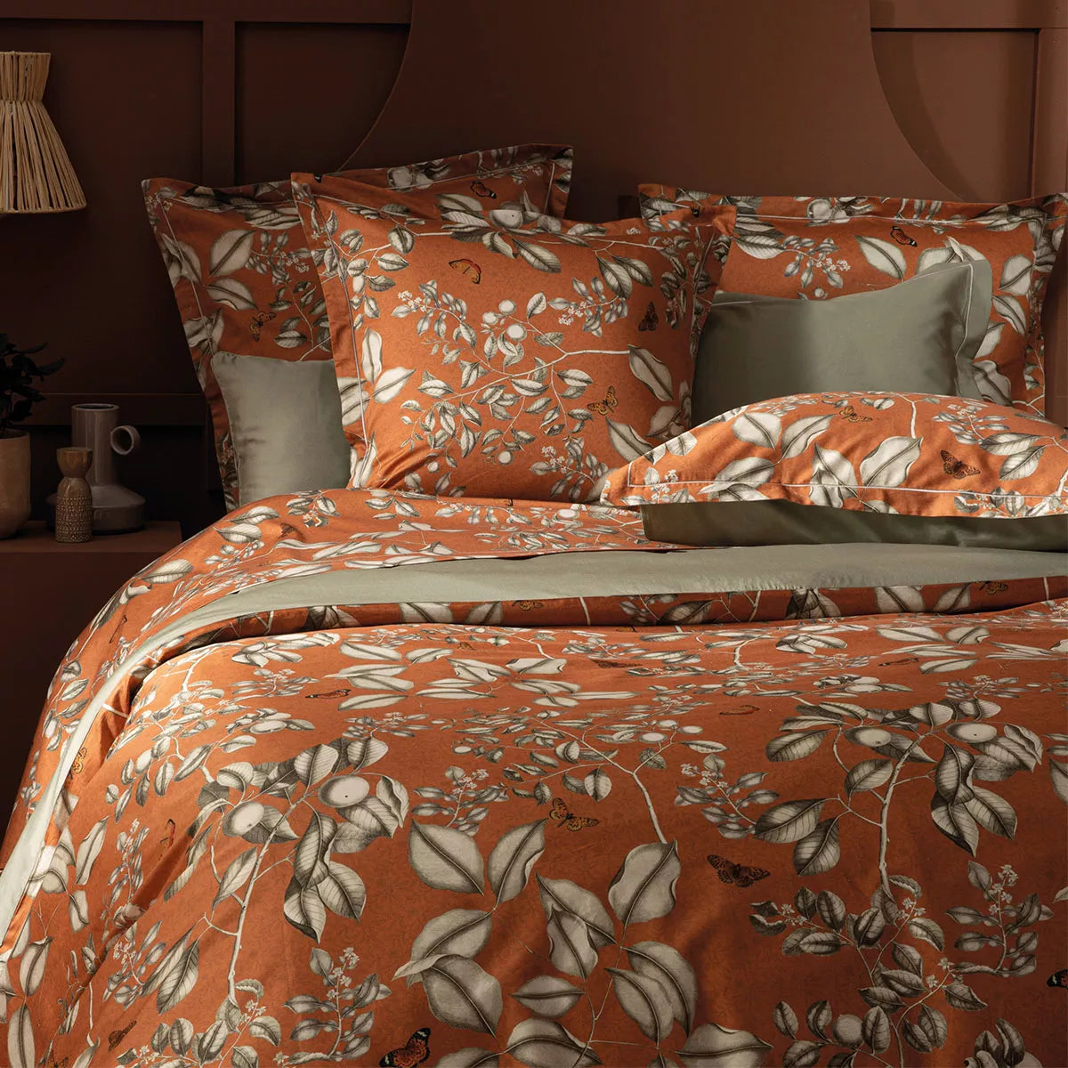 Drap plat Fleurs d'oranger rouille - Garnier-Thiebaut