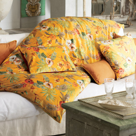 Housse de Coussin Saranda velours jaune - Garnier-Thiebaut