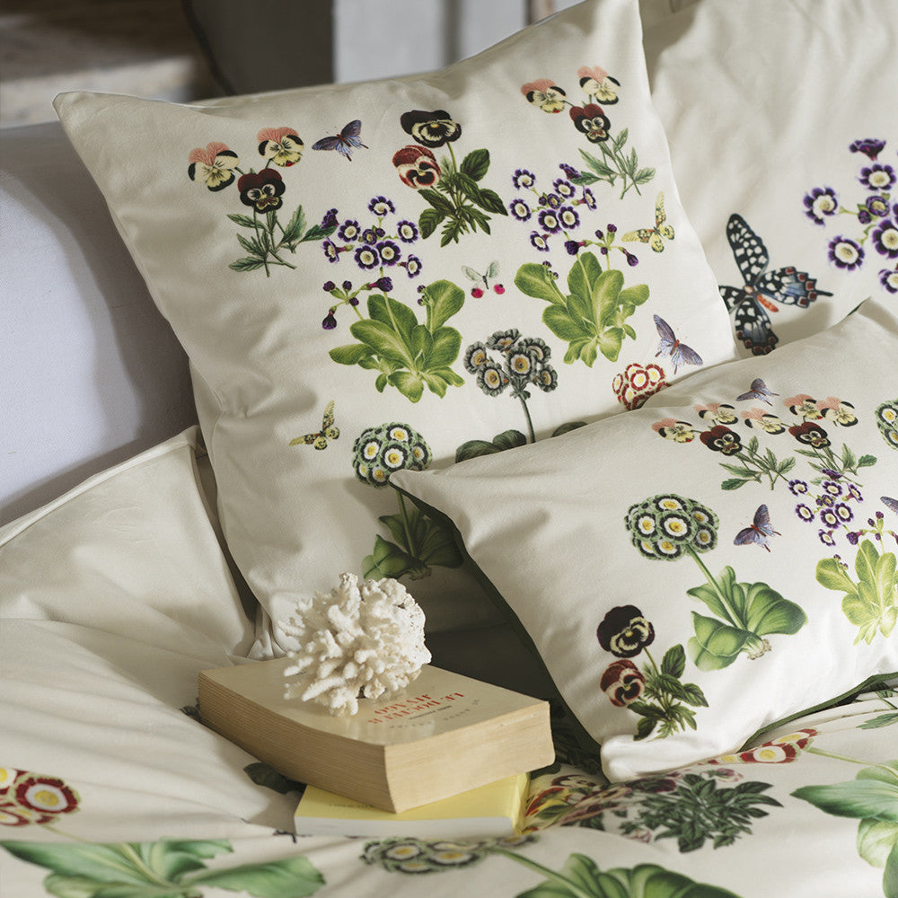 Housse de Coussin Pensées velours beige - Garnier-Thiebaut