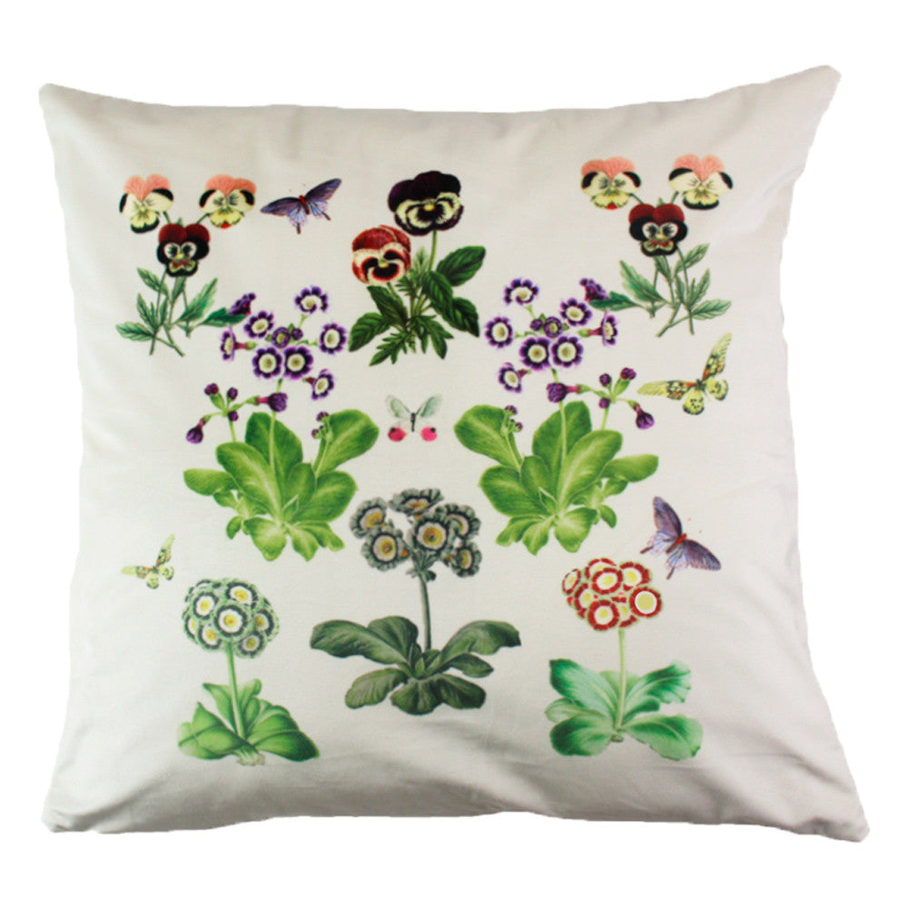Housse de Coussin Pensées velours beige - Garnier-Thiebaut