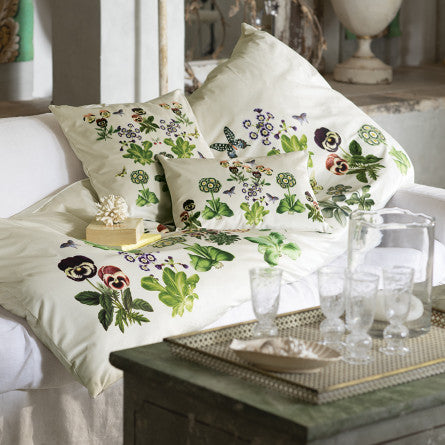 Housse de Coussin Pensées velours beige - Garnier-Thiebaut