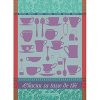 Torchon Chacun sa tasse turquoise - Garnier-Thiebaut