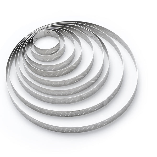 Cercle à tarte rond 2cm en inox perforé - De Buyer