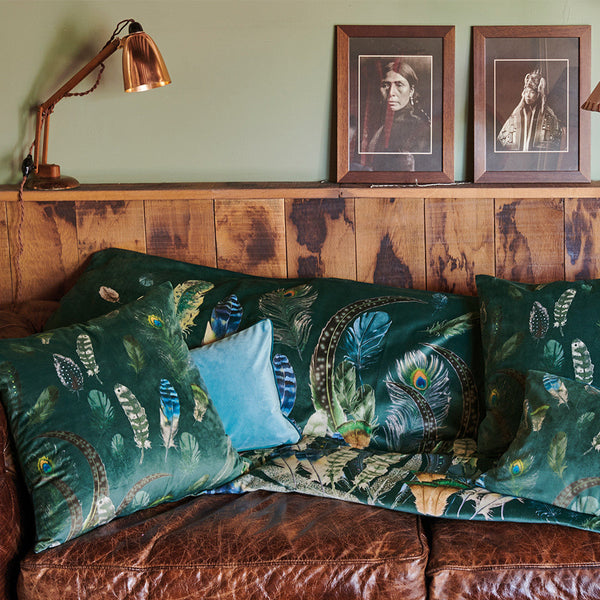 Housse de Coussin en velours Feather green - Garnier-Thiebaut
