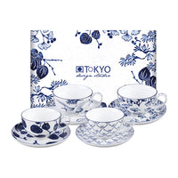Set de 4 tasses à thé avec sous tasses Flora Japonica - Tokyo Design Studio