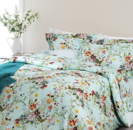 Drap Housse Primavera vert d'eau - Garnier-Thiebaut